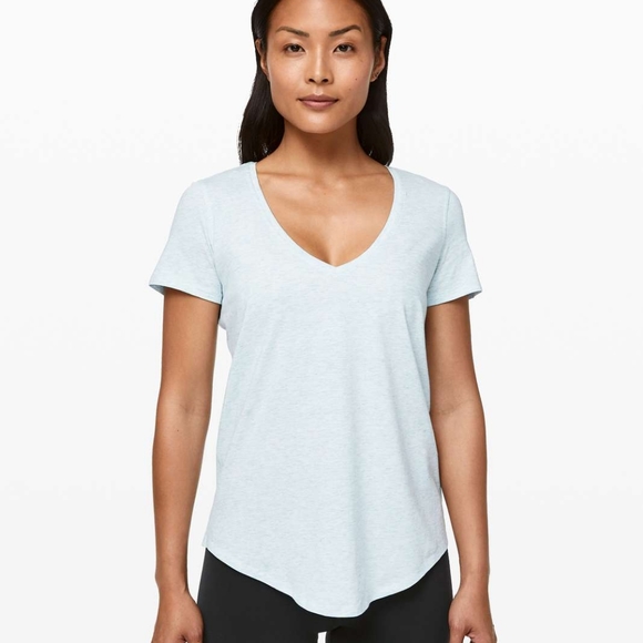 lululemon athletica Tops - Lululemon Love Tee Heathered Breezy Short Sleeve V-Neck Size 10